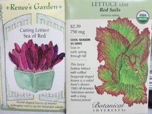 Lettuce seed packets from Botanical Interest.
