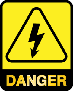 trees-shrubs-planting-811 Danger sign for electricity warning for planting trees and shrubs.