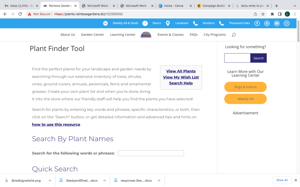 plant-finder-tool-directory-gardens Plant Finder Tool directory screenshot.